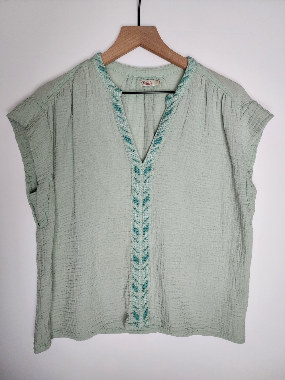 Faherty Dream Cotton Gauze Lucia Top In Color Surf Spray